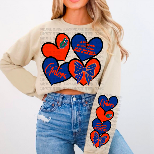 Gators Sports Hearts with Matching Sleeve- 2 PNG Files