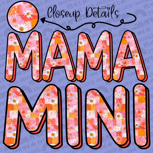 Flower Pattern Mama and Mini Set- 2 PNG Files