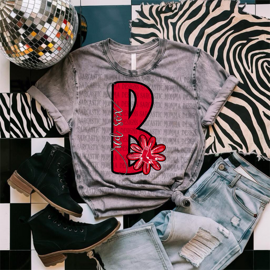 Red Sox Floral Letter PNG File