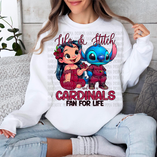 Lilo & Stitch and a Cardinals Fan For Life PNG File
