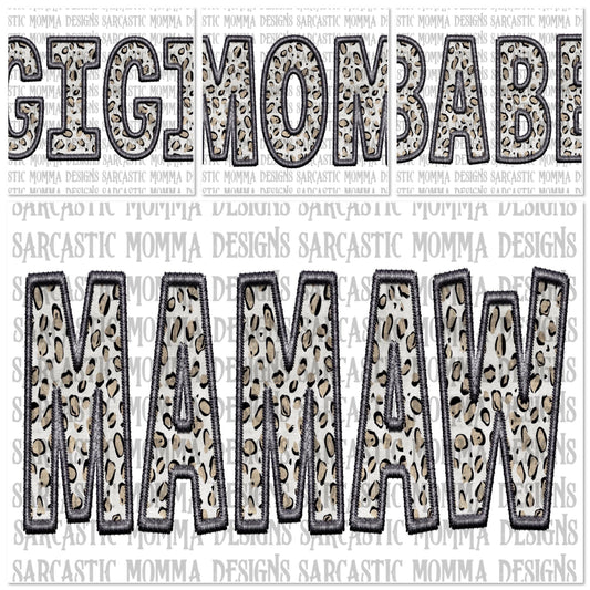Grey Leopard Faux Embroidery Titles Bundle