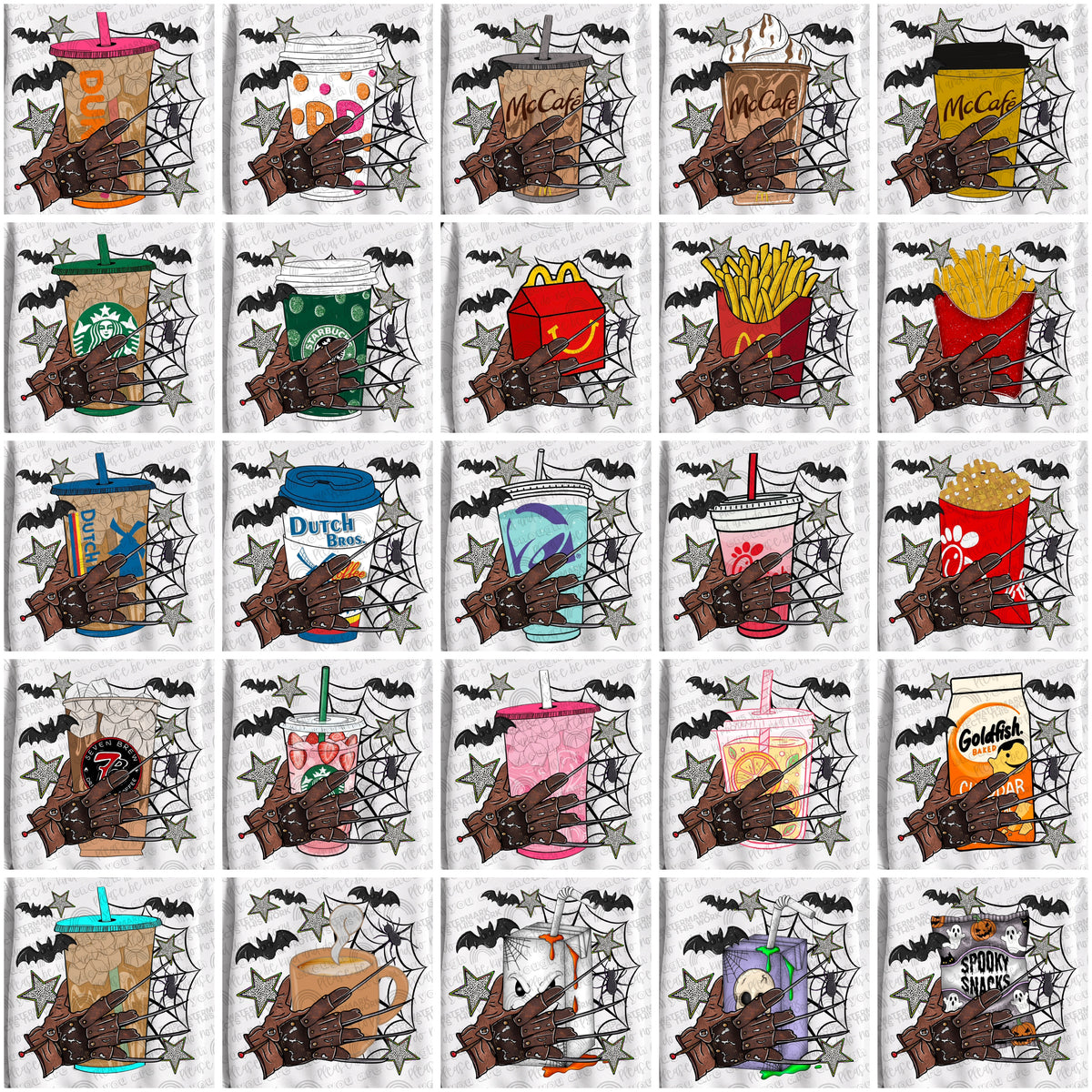 Freddy Hand Drinks & Snacks Bundle- 43 PNG Files