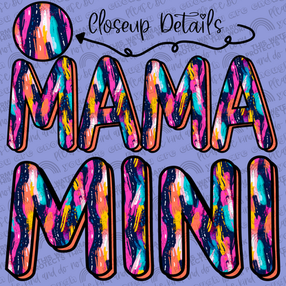 Colorful Brushstrokes Mama and Mini Set- 2 PNG Files