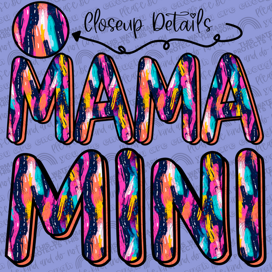 Colorful Brushstrokes Mama and Mini Set- 2 PNG Files
