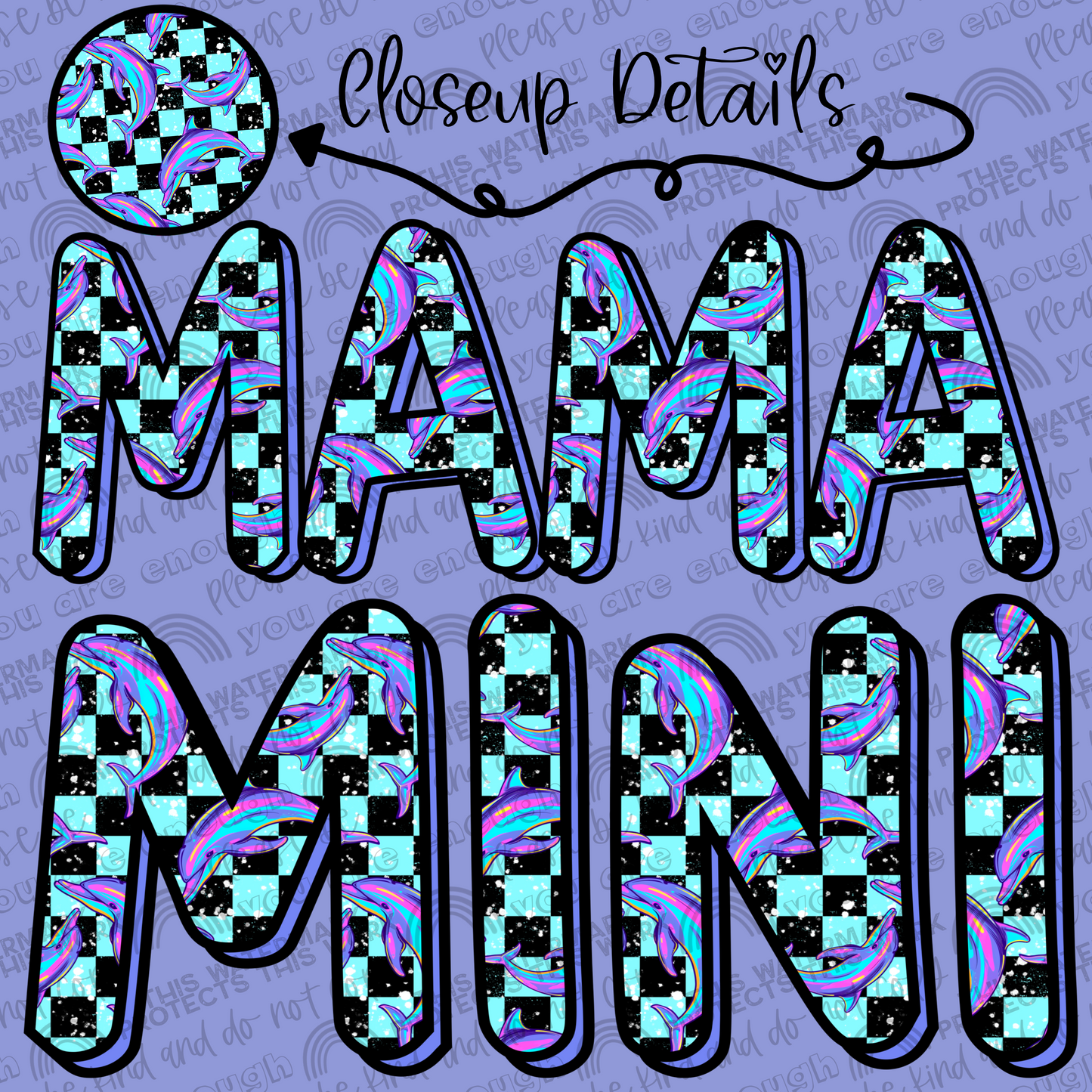 Dolphins Mama and Mini Set- 2 PNG Files