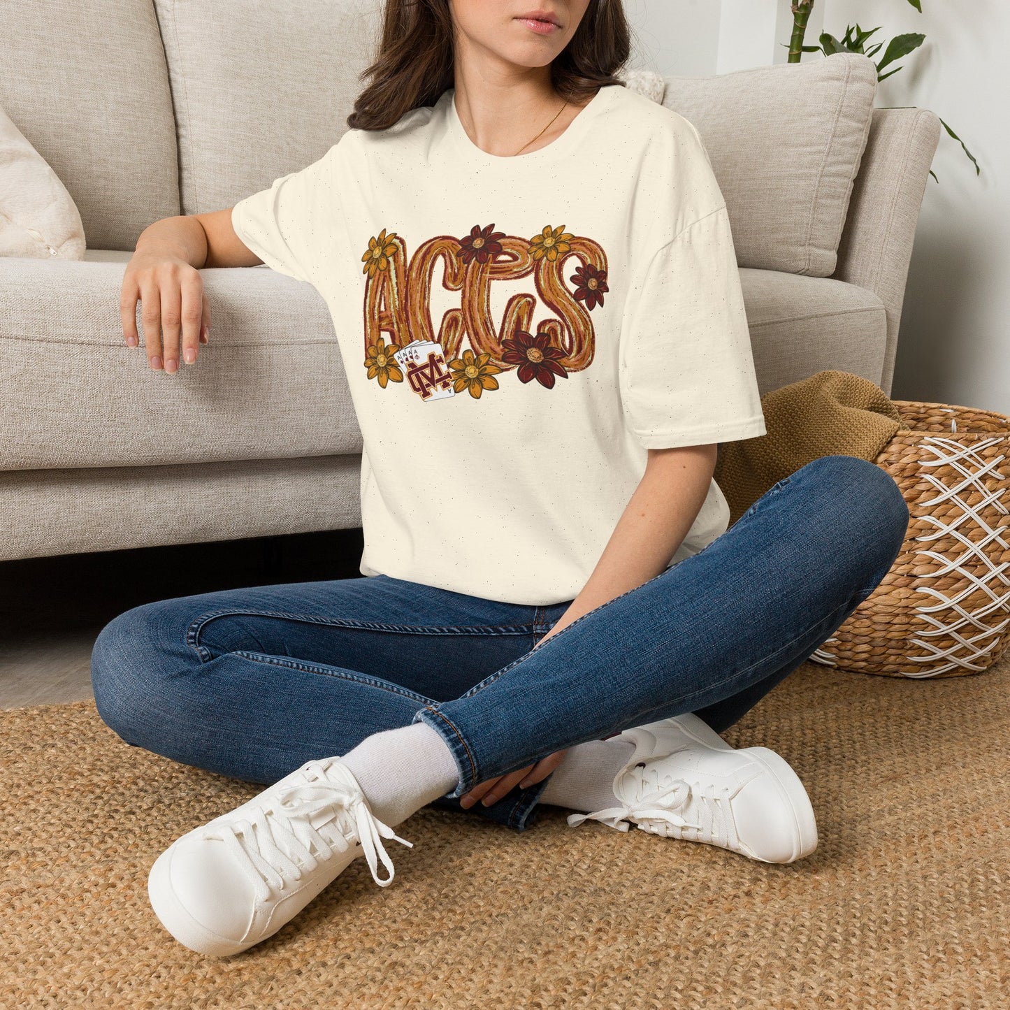 Aces Brushstrokes Floral Adult Unisex Softstyle T-Shirt
