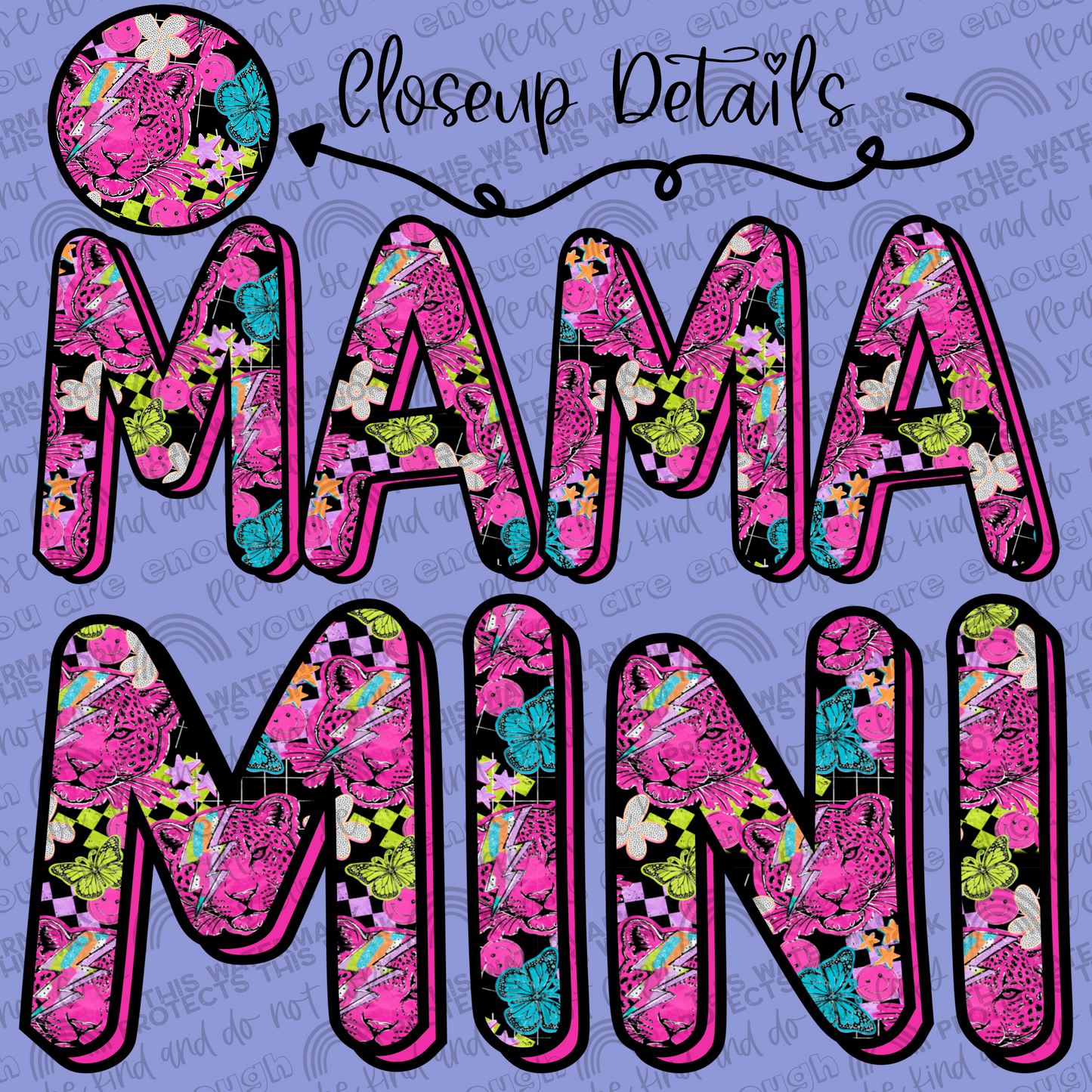 Pink Leopard Mama and Mini Set- 2 PNG Files