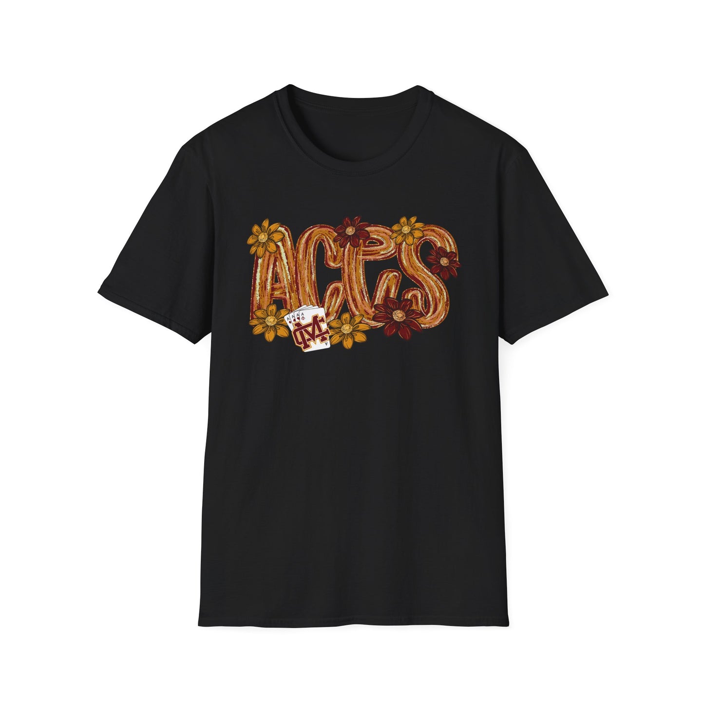 Aces Brushstrokes Floral Adult Unisex Softstyle T-Shirt