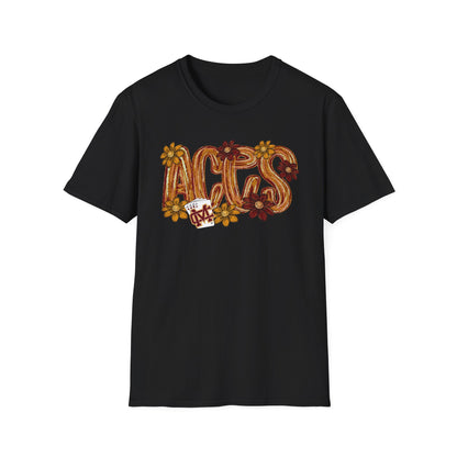 Aces Brushstrokes Floral Adult Unisex Softstyle T-Shirt