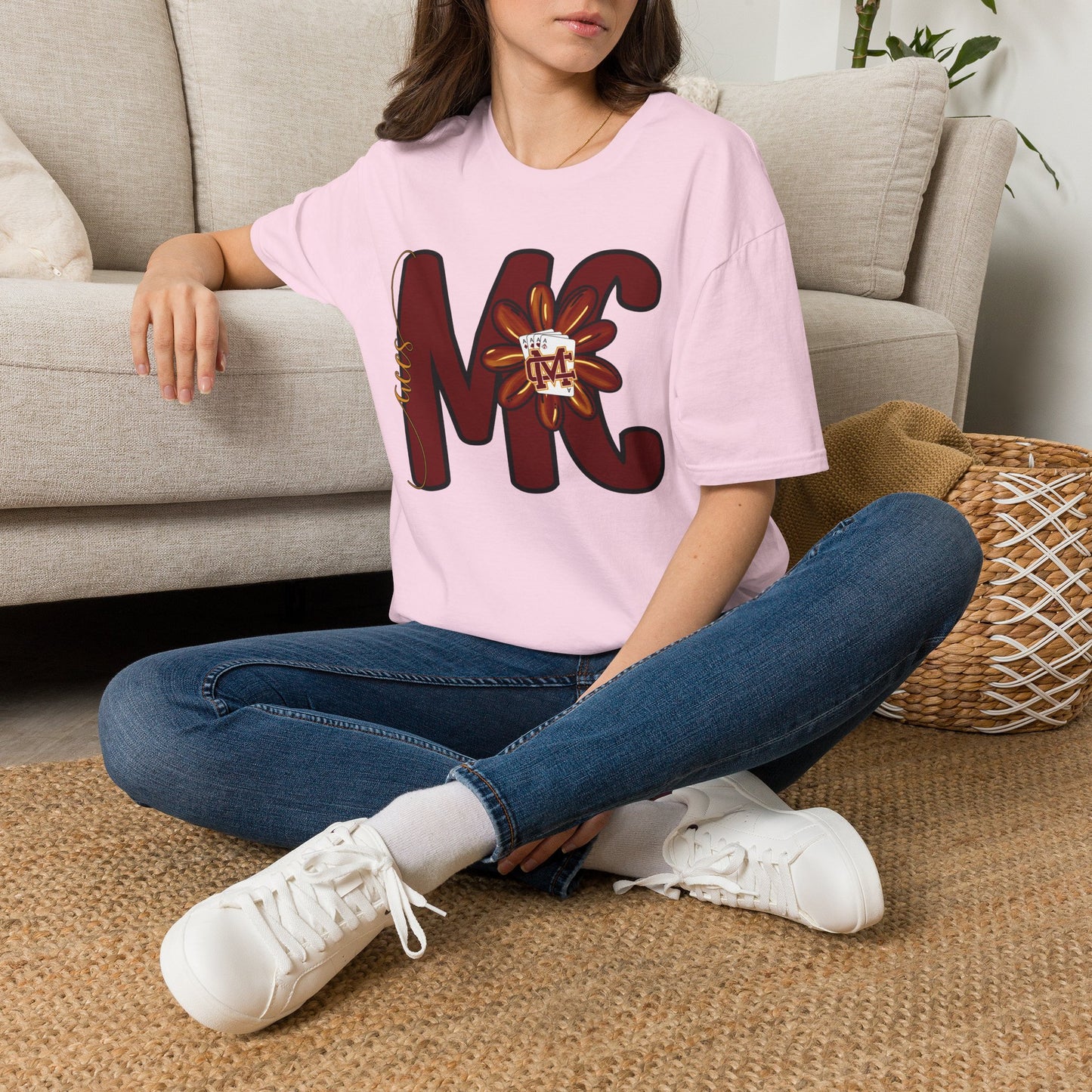 Aces Floral Letters Adult Unisex Softstyle T-Shirt
