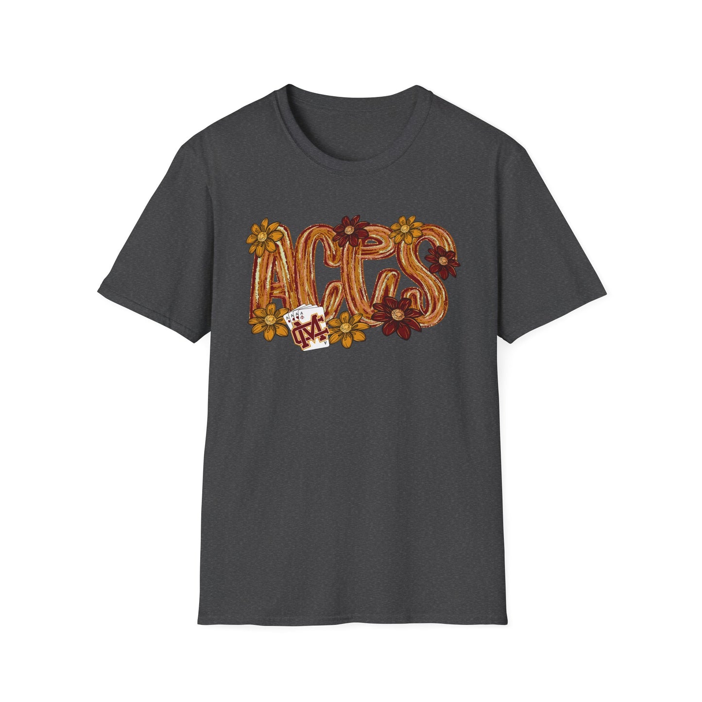 Aces Brushstrokes Floral Adult Unisex Softstyle T-Shirt