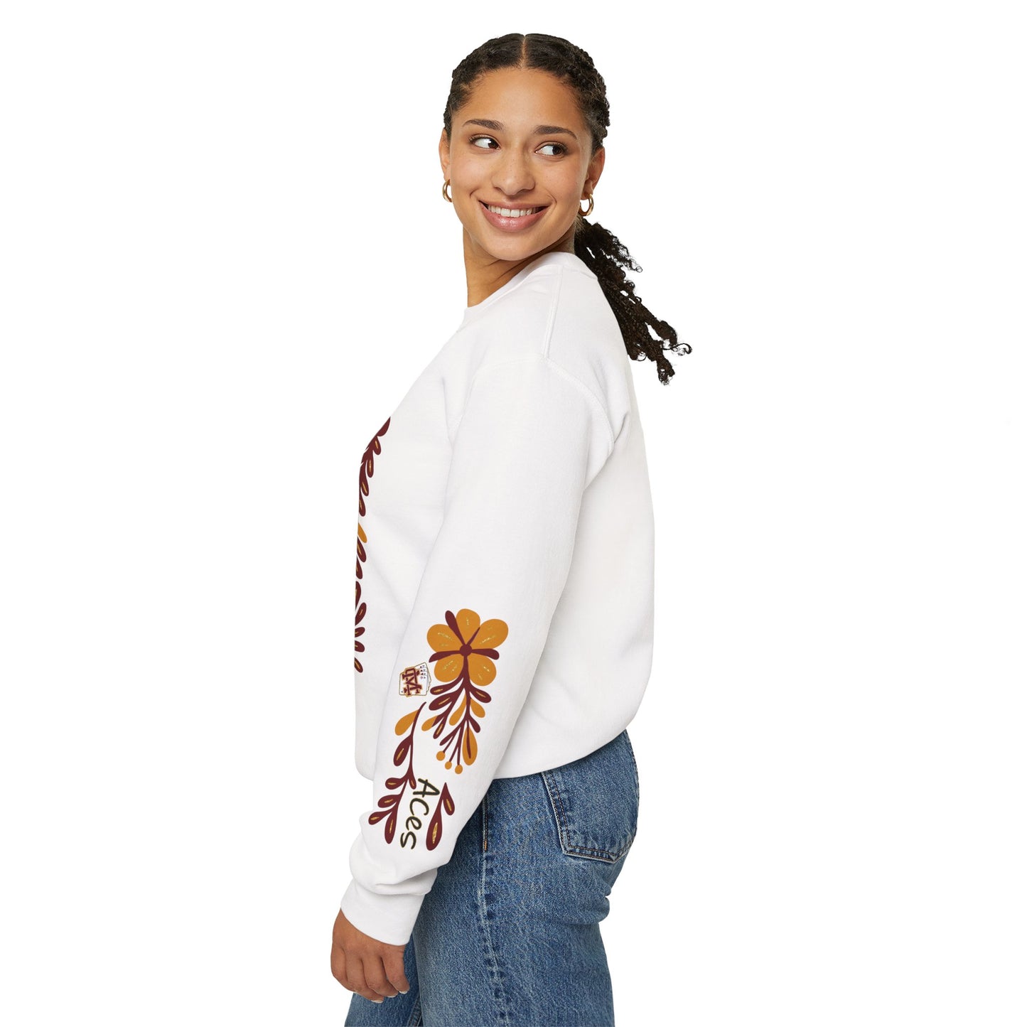 Aces Floral with Sleeve Design Unisex Heavy Blend™ Crewneck Sweatshirt