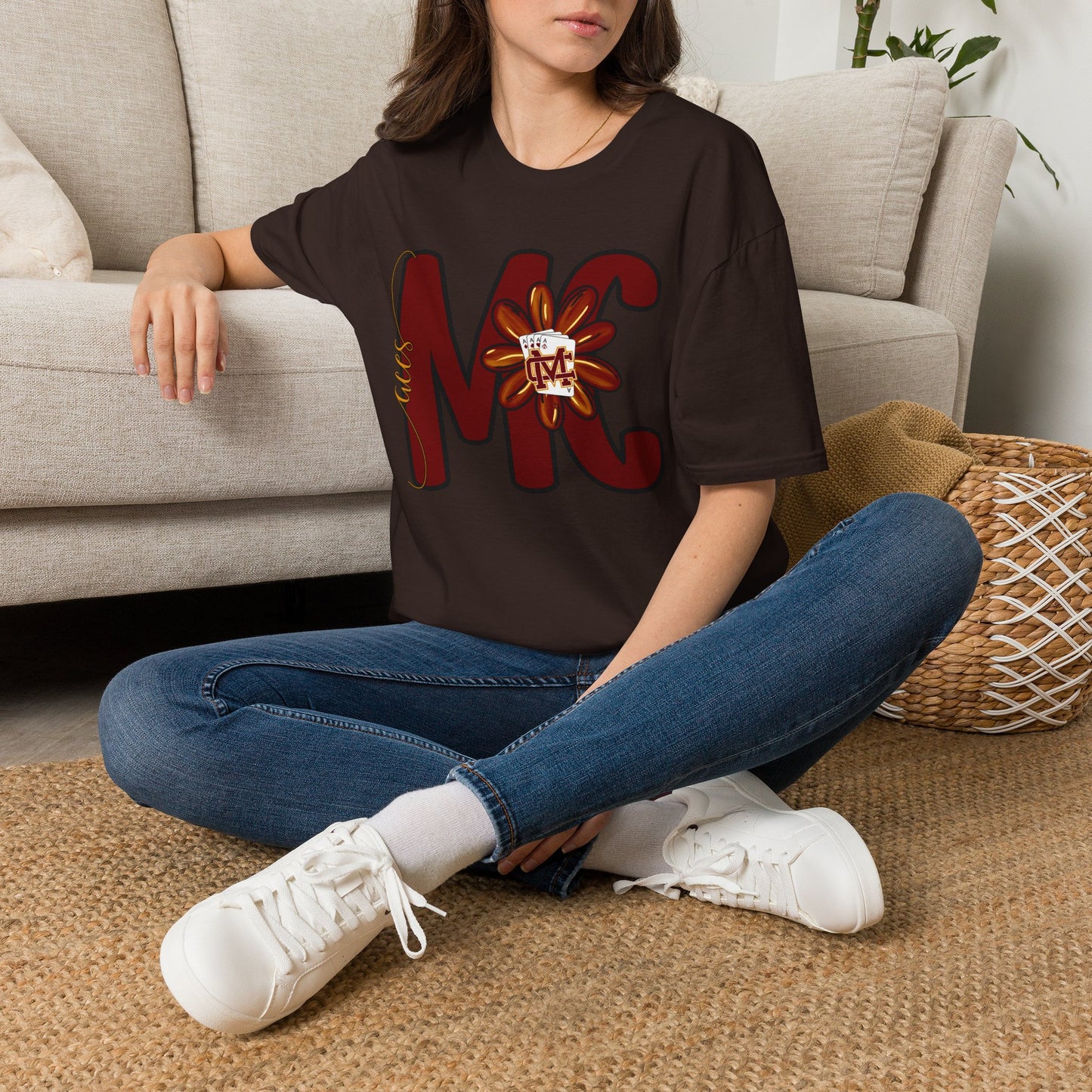 Aces Floral Letters Adult Unisex Softstyle T-Shirt