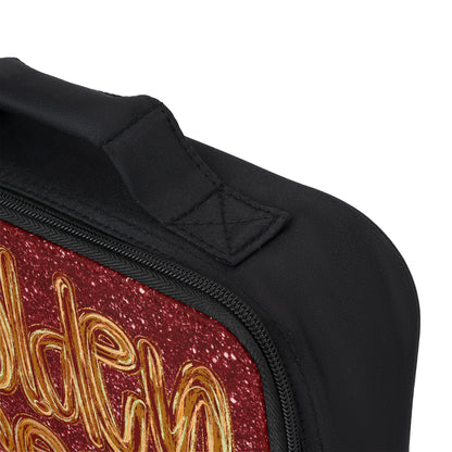 Golden Aces Maroon Faux Glitter Lunch Bag