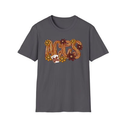 Aces Brushstrokes Floral Adult Unisex Softstyle T-Shirt