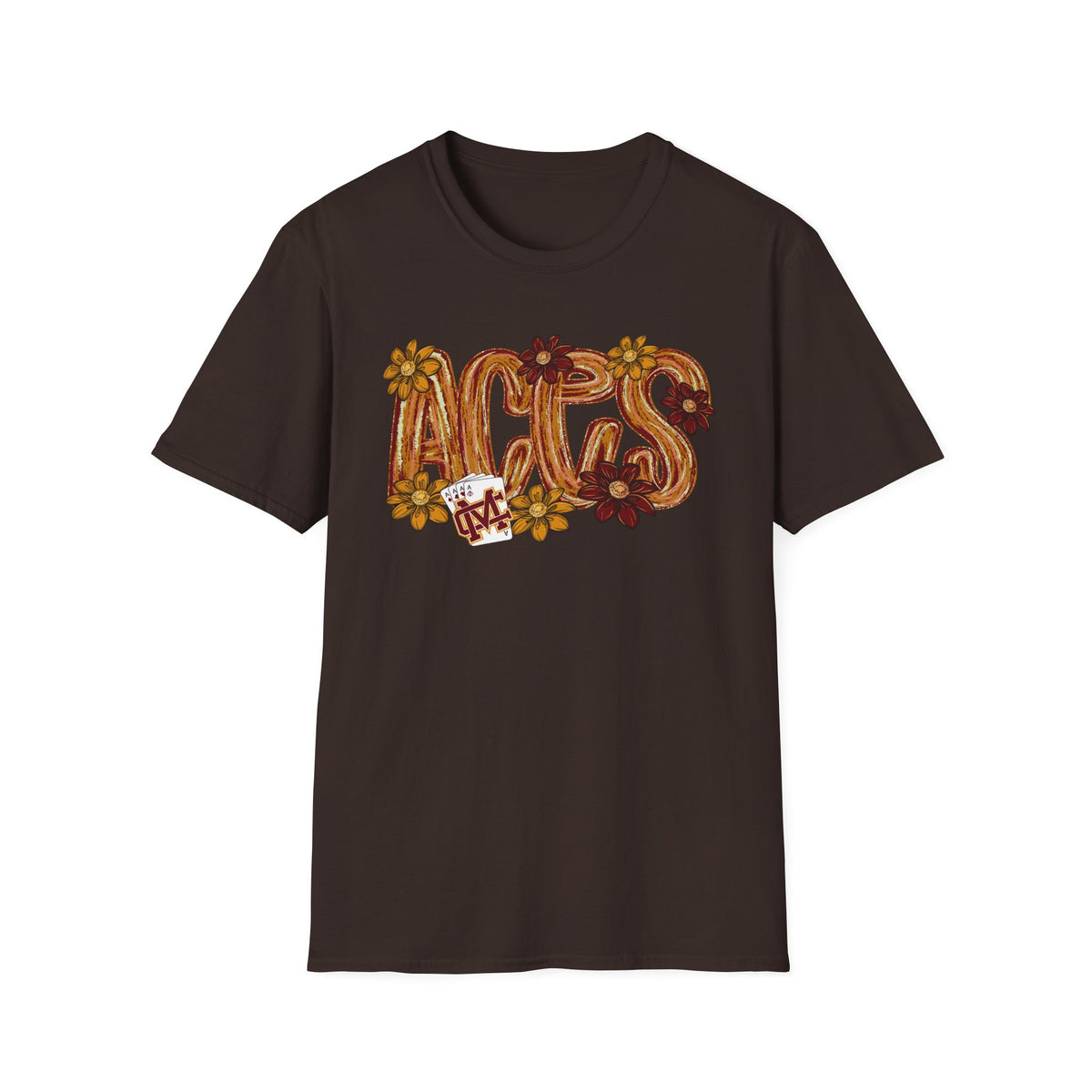 Aces Brushstrokes Floral Adult Unisex Softstyle T-Shirt