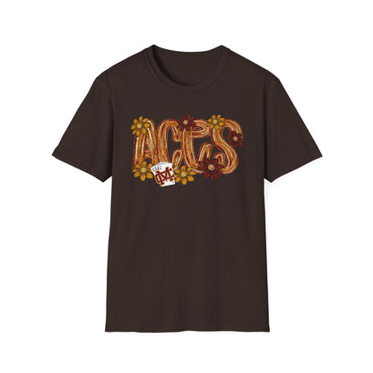 Aces Brushstrokes Floral Adult Unisex Softstyle T-Shirt