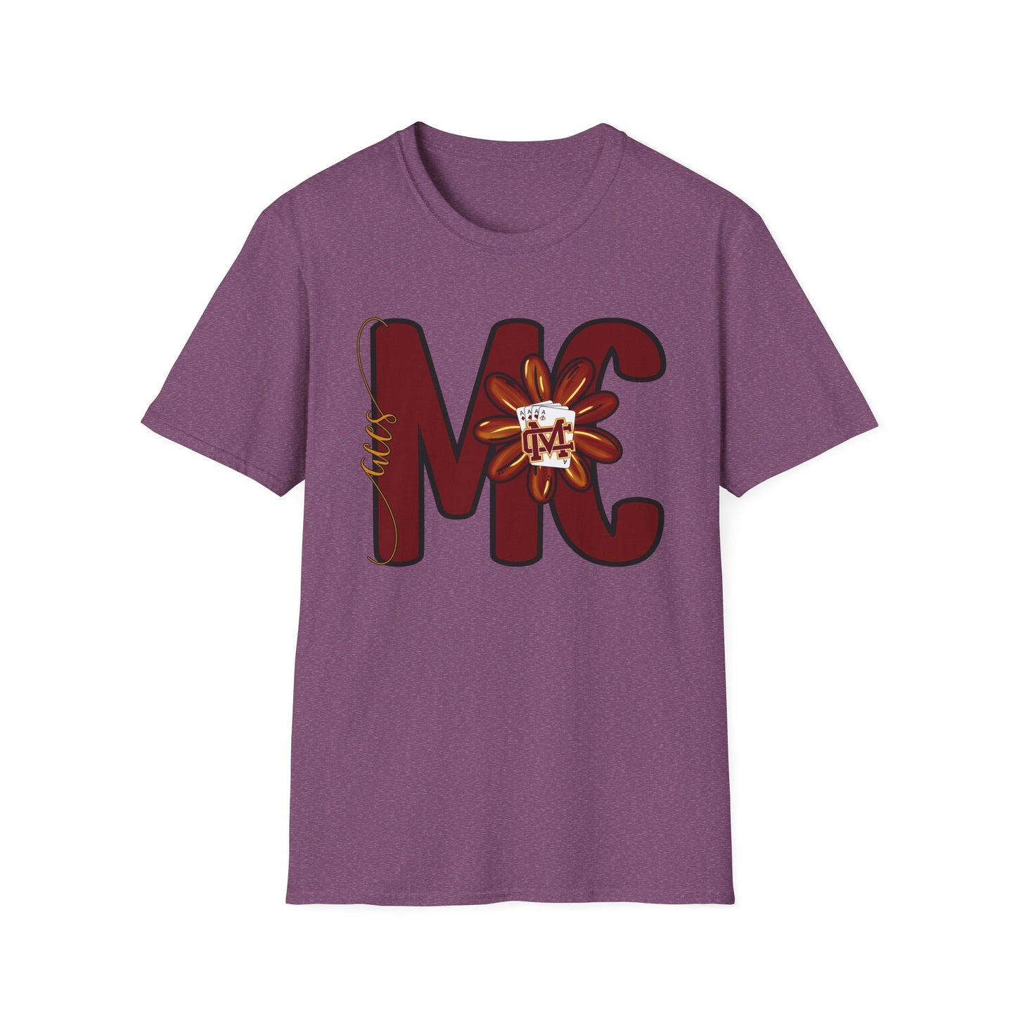 Aces Floral Letters Adult Unisex Softstyle T-Shirt