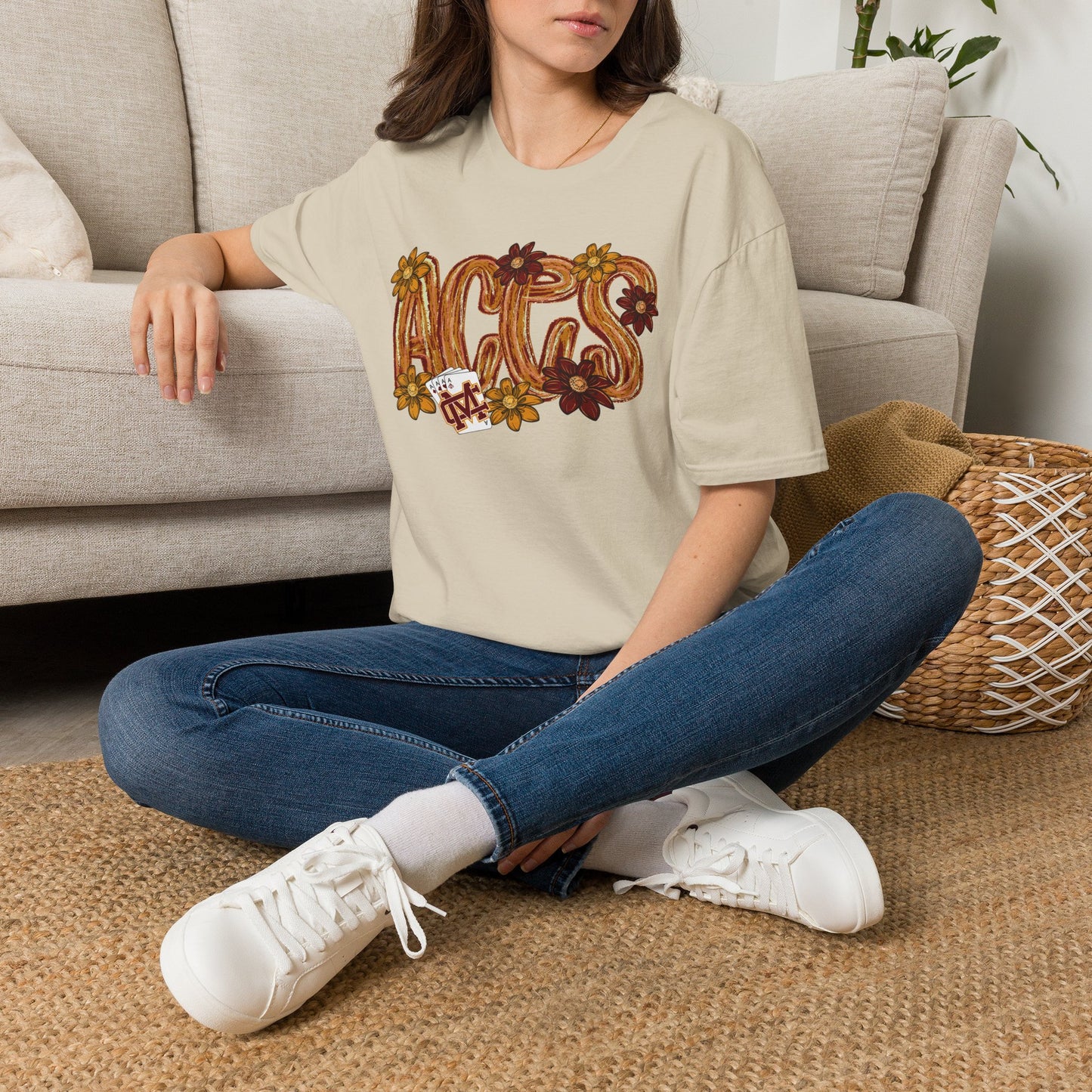 Aces Brushstrokes Floral Adult Unisex Softstyle T-Shirt