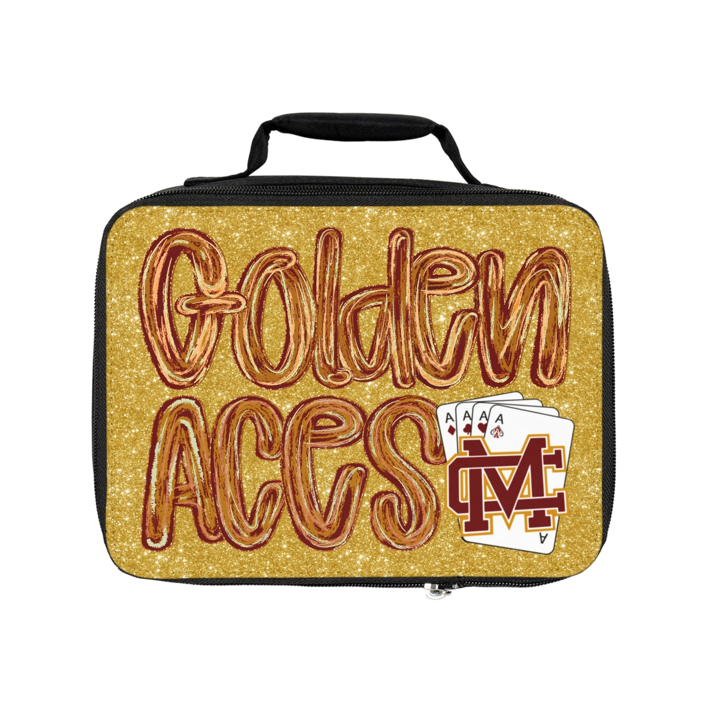 Golden Aces Gold Faux Glitter Lunch Bag