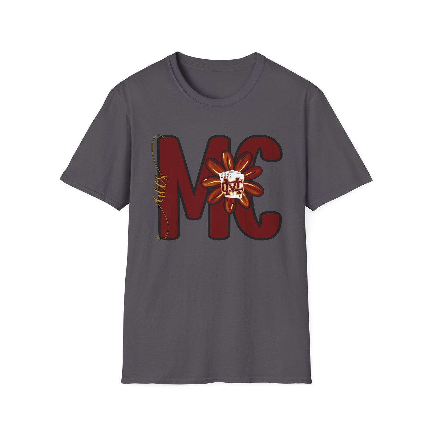 Aces Floral Letters Adult Unisex Softstyle T-Shirt