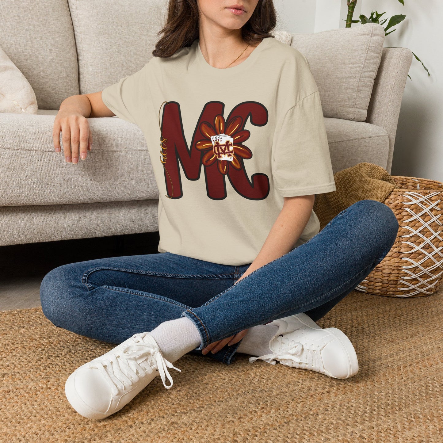 Aces Floral Letters Adult Unisex Softstyle T-Shirt