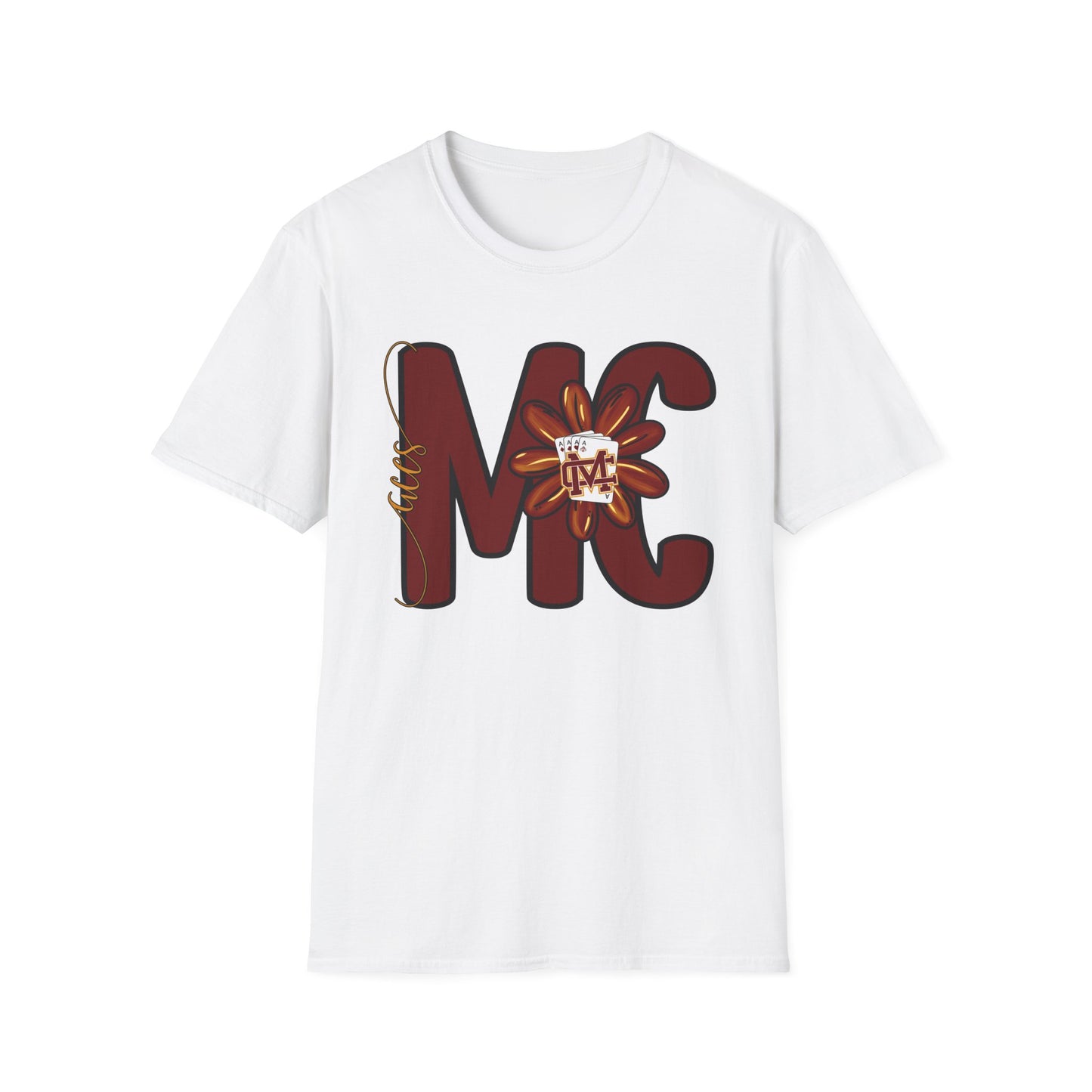 Aces Floral Letters Adult Unisex Softstyle T-Shirt