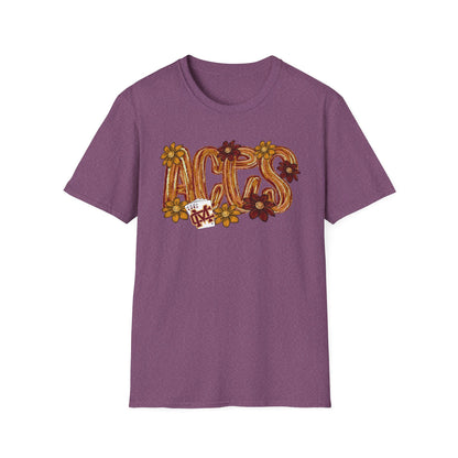 Aces Brushstrokes Floral Adult Unisex Softstyle T-Shirt