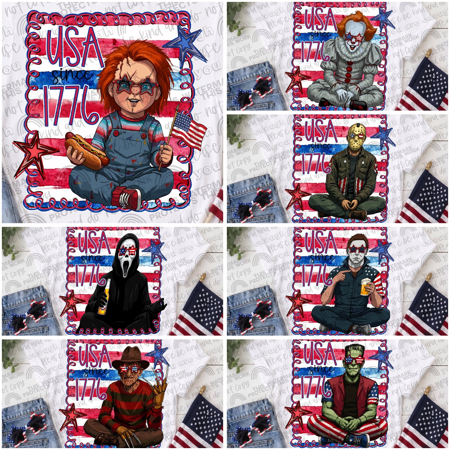 Horror USA Since 1776 Bundle- 7 PNG Files