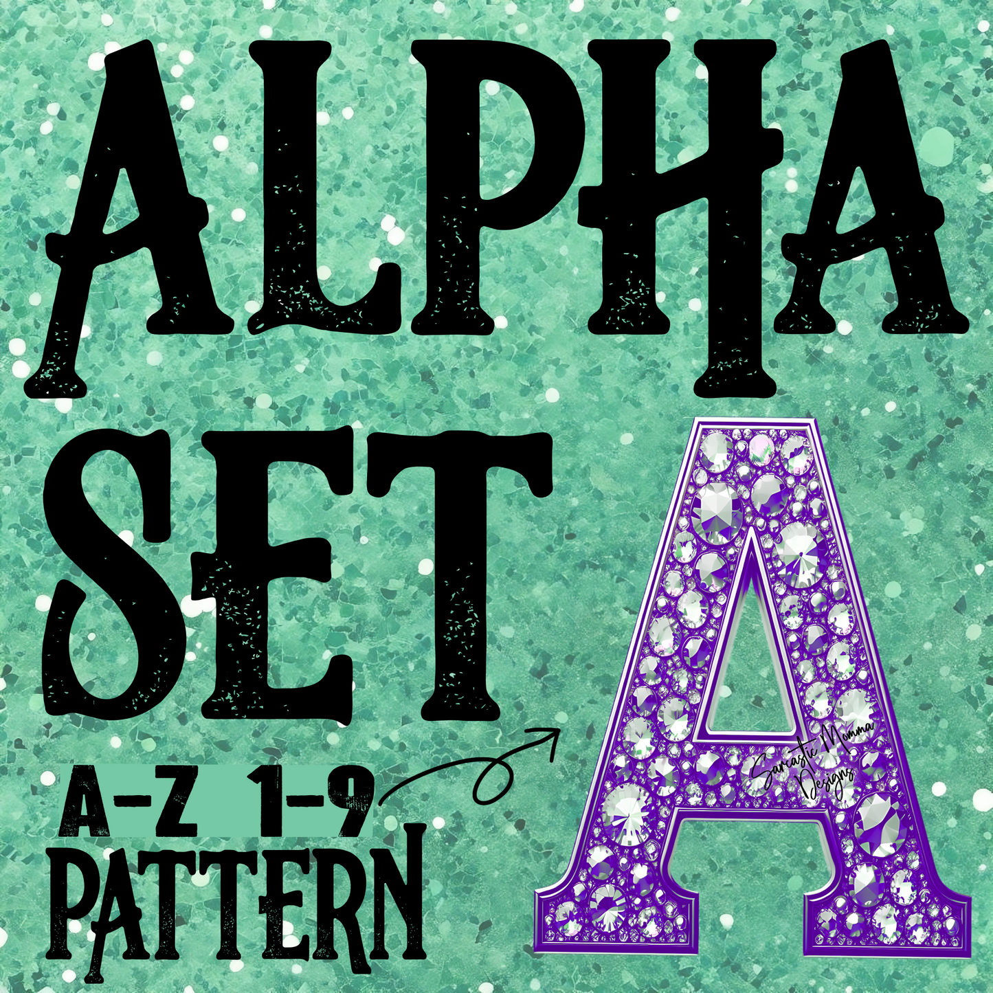 Purple Rhinestones Alpha Set