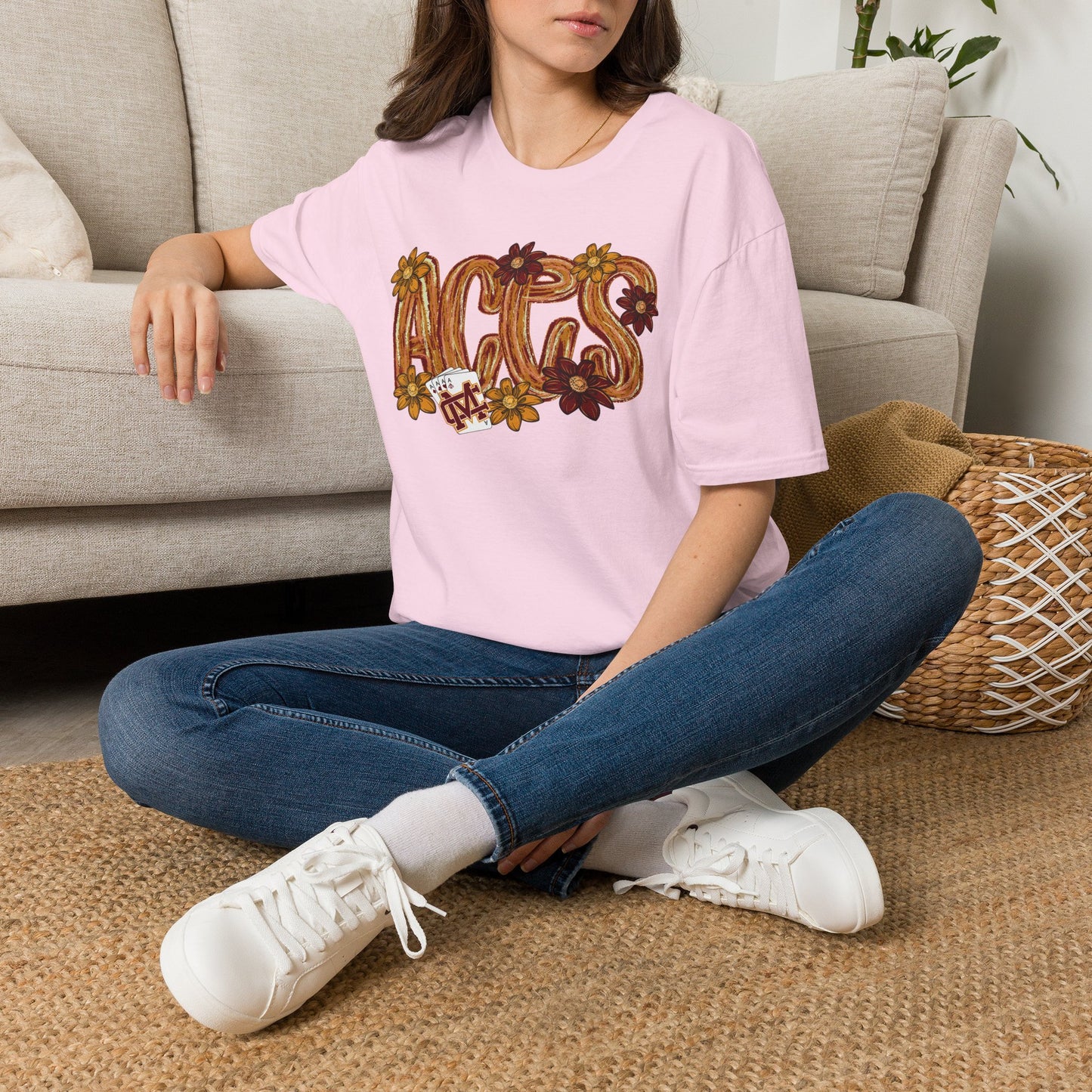 Aces Brushstrokes Floral Adult Unisex Softstyle T-Shirt