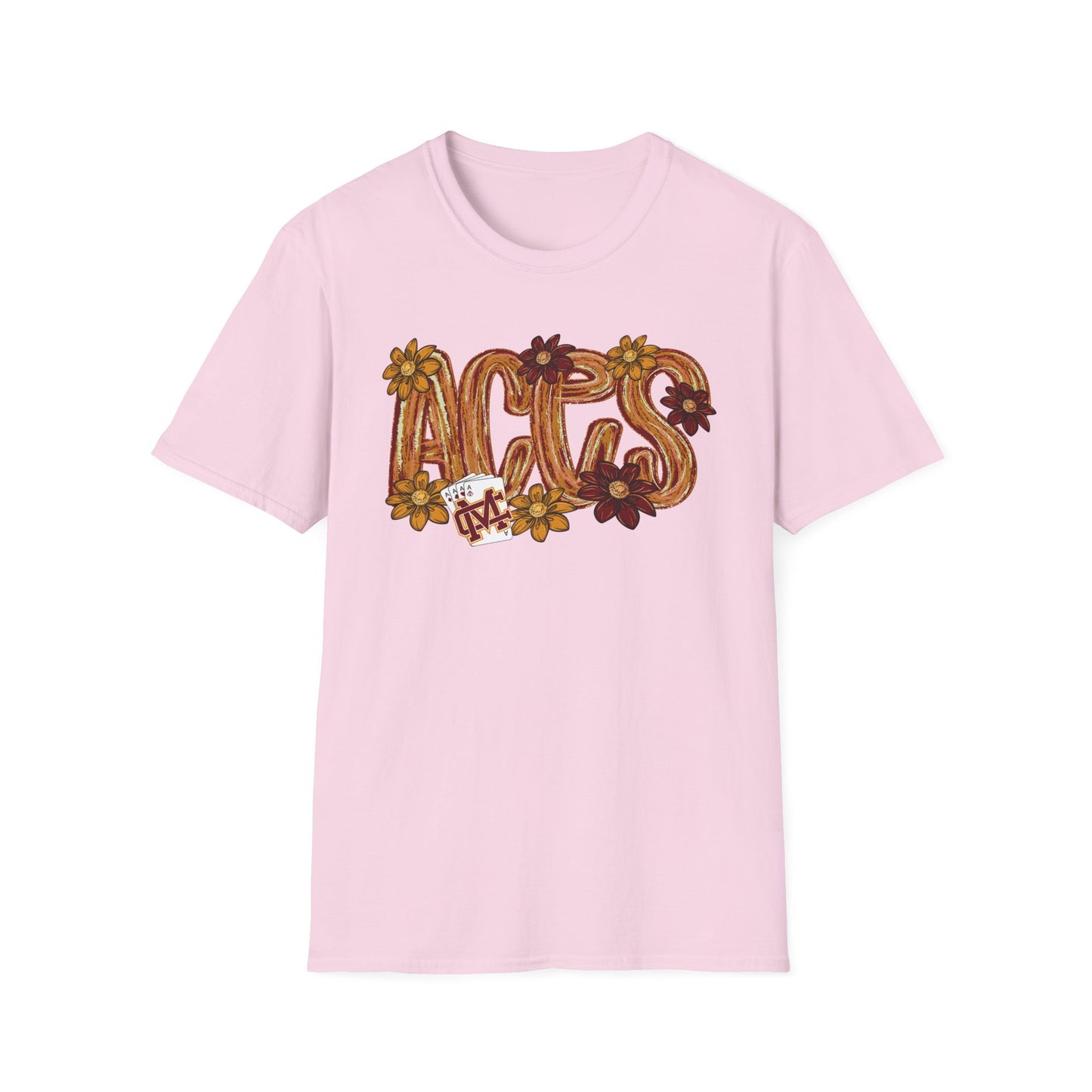 Aces Brushstrokes Floral Adult Unisex Softstyle T-Shirt