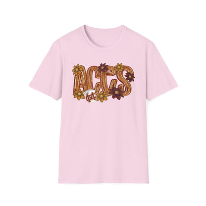 Aces Brushstrokes Floral Adult Unisex Softstyle T-Shirt
