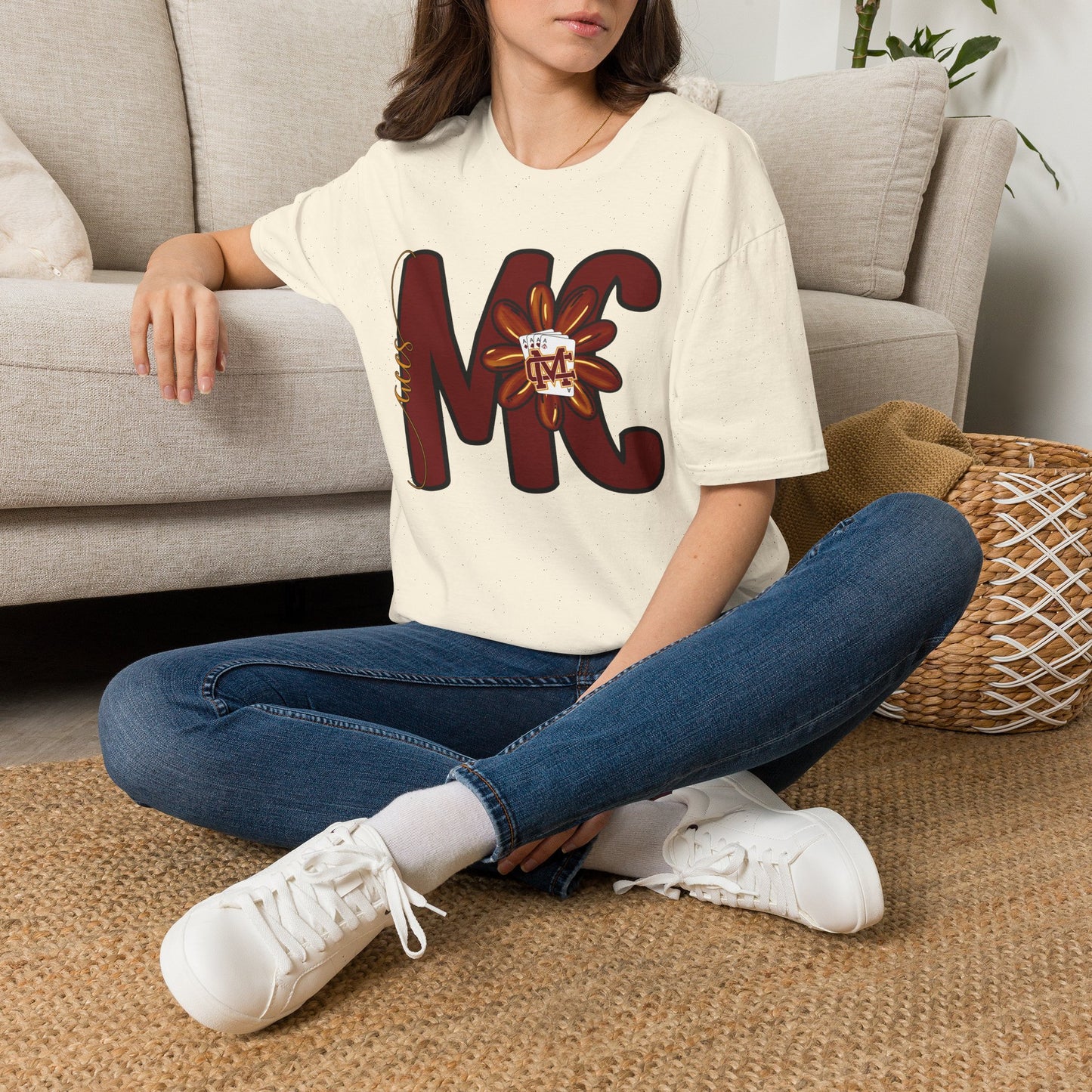 Aces Floral Letters Adult Unisex Softstyle T-Shirt