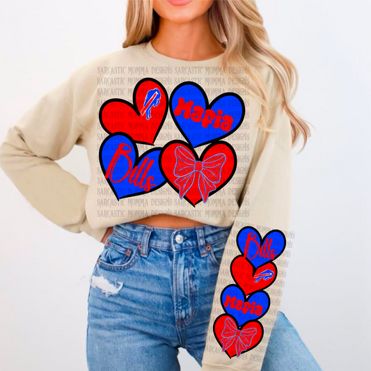 Bills Sports Hearts with Matching Sleeve- 2 PNG Files