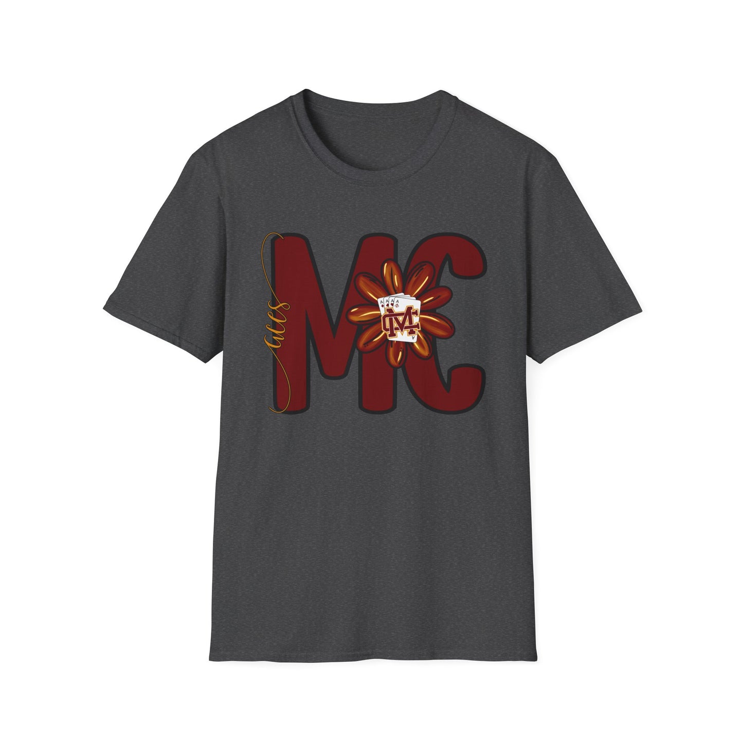 Aces Floral Letters Adult Unisex Softstyle T-Shirt