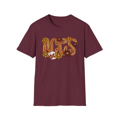 Aces Brushstrokes Floral Adult Unisex Softstyle T-Shirt