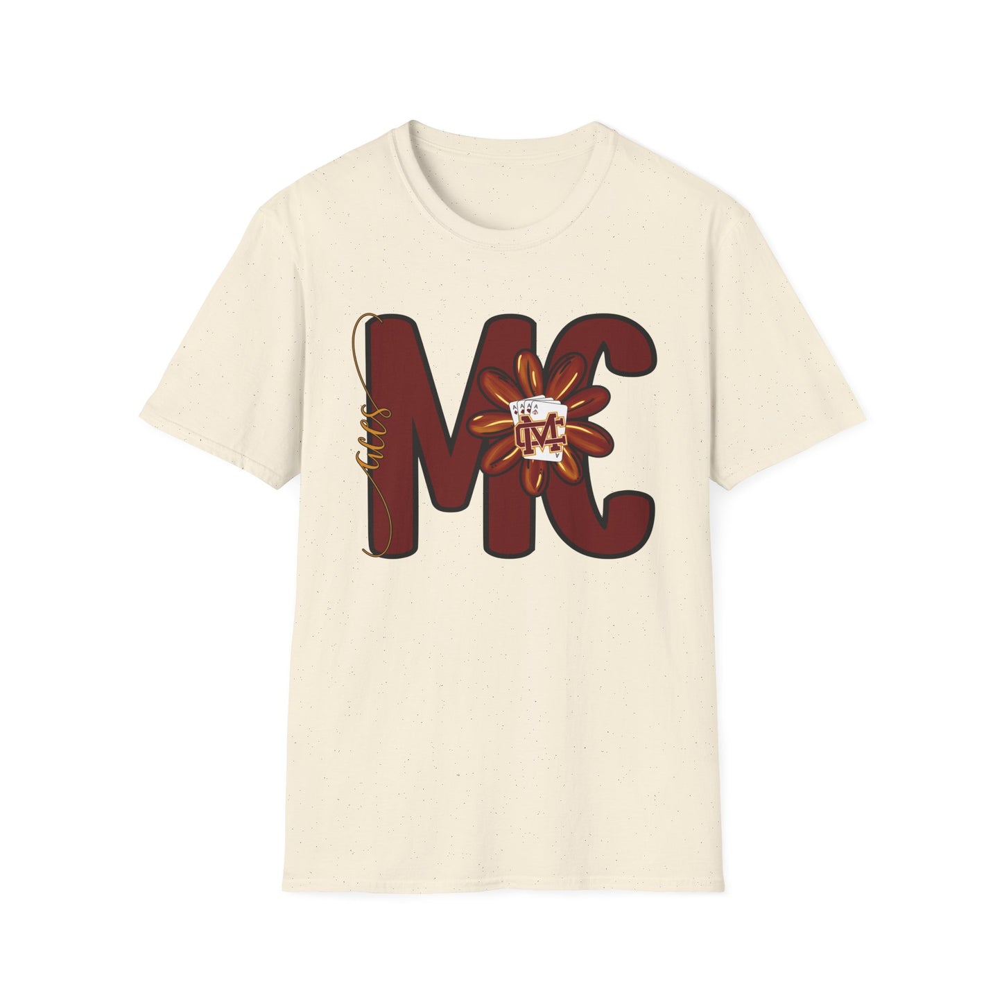 Aces Floral Letters Adult Unisex Softstyle T-Shirt