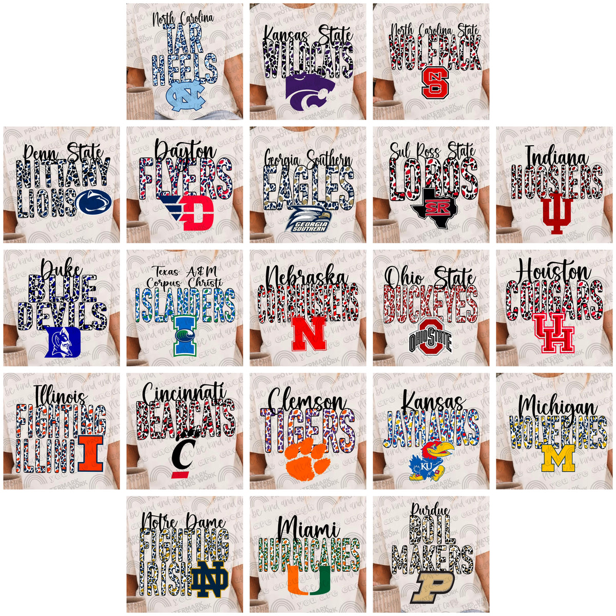 Leopard College Football Bundle- 54 PNG Files