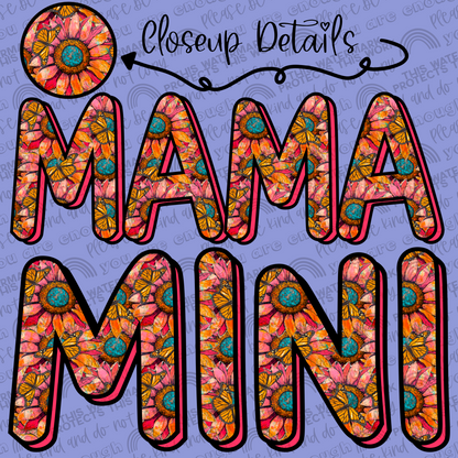 Butterflies & Flowers Pink Mama and Mini Set- 2 PNG Files