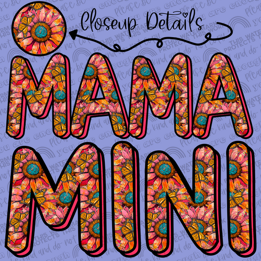 Butterflies & Flowers Pink Mama and Mini Set- 2 PNG Files