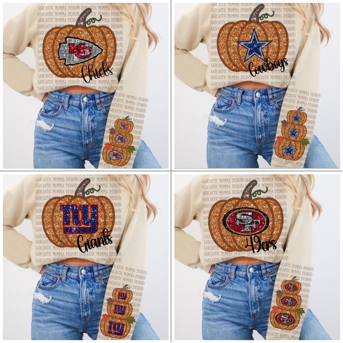 Fall Pumpkin 32 Football Teams with Sleeve Bundle