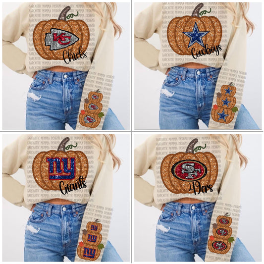 Fall Pumpkin 32 Football Teams with Sleeve Bundle