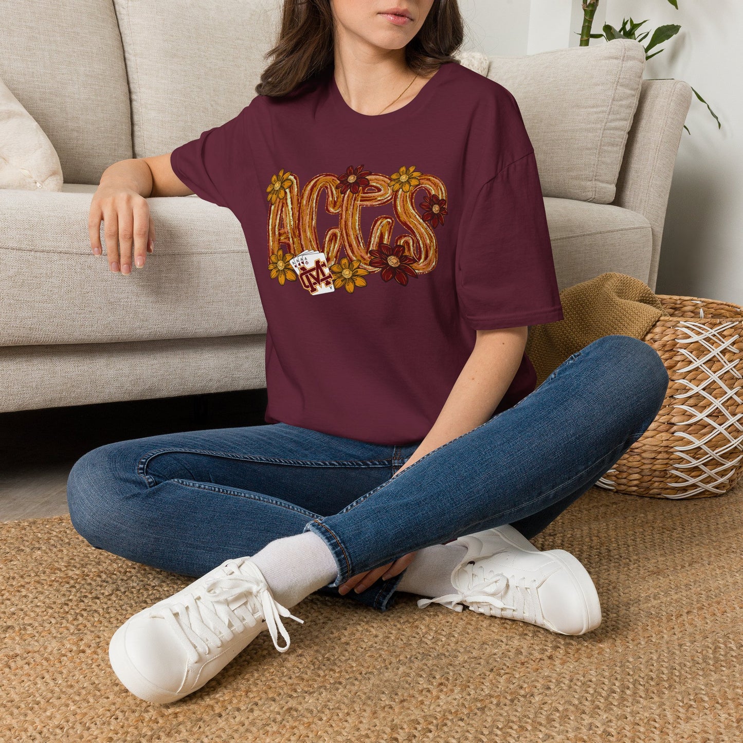 Aces Brushstrokes Floral Adult Unisex Softstyle T-Shirt