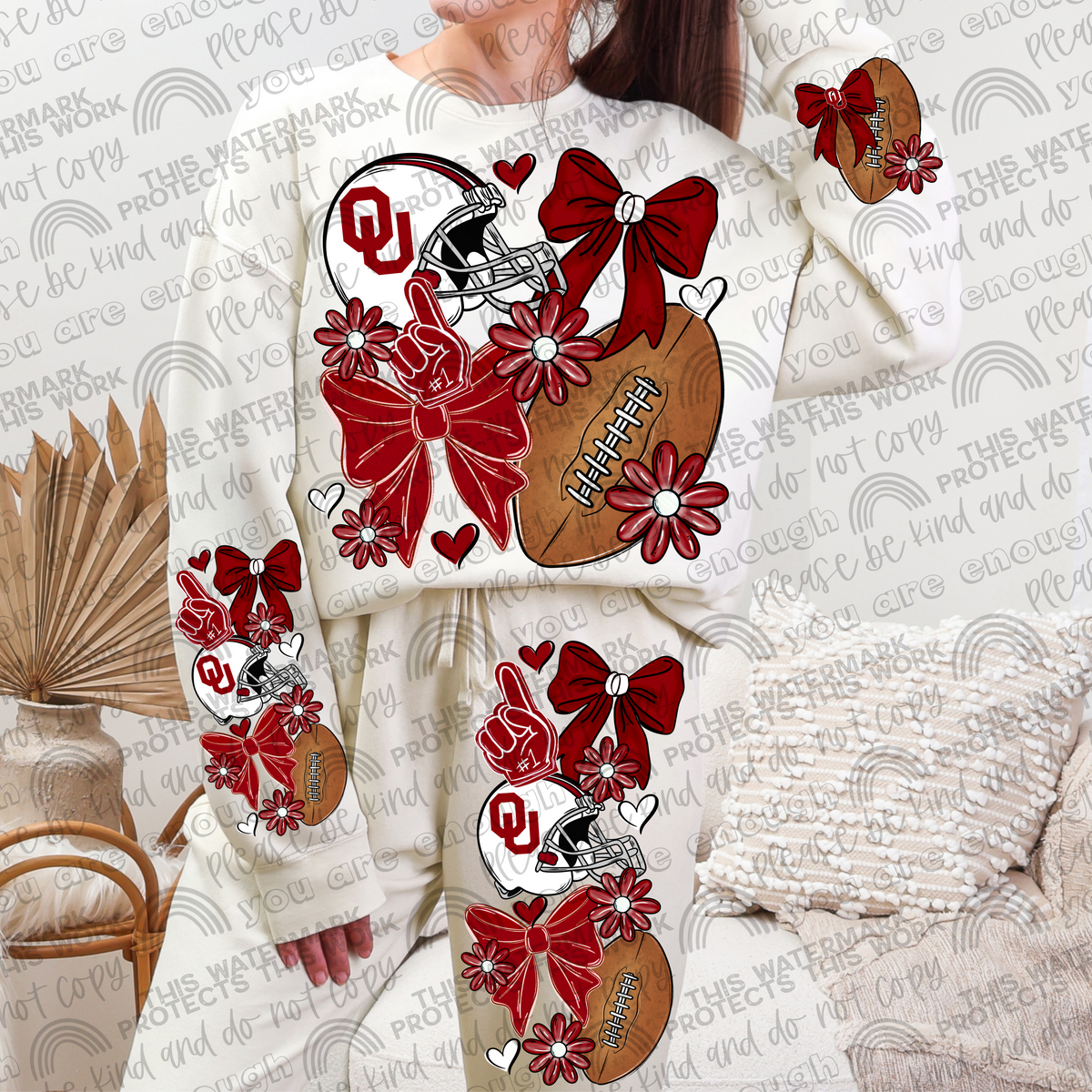 Pro and College Football Bows Bundle with Matching Sleeves and Pockets- 60 Teams- 180 PNG Files