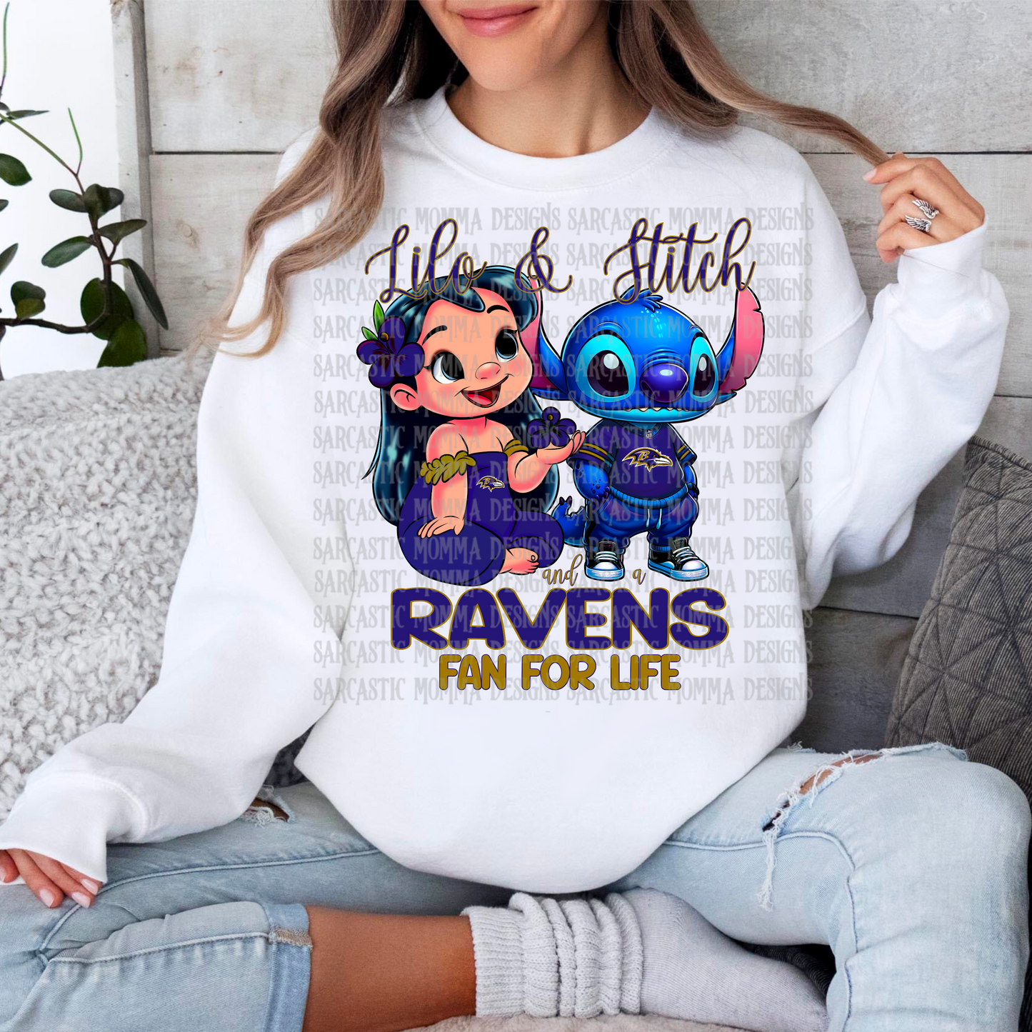 Lilo & Stitch and a Ravens Fan For Life PNG File