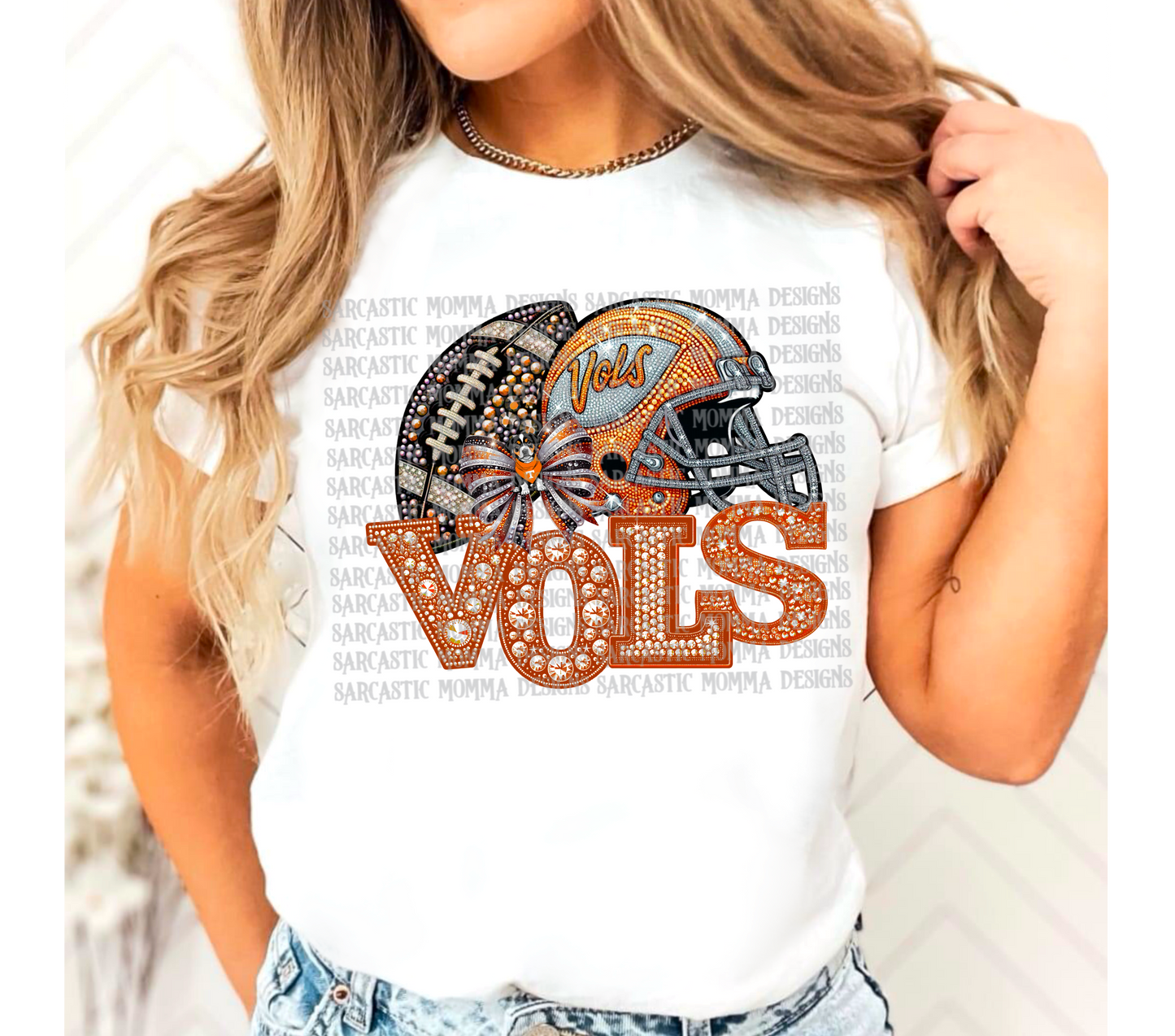 Vols Rhinestone Bow with Matching Sleeve- 2 PNG Files
