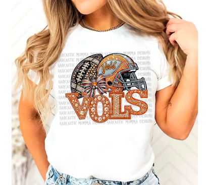 Vols Rhinestone Bow with Matching Sleeve- 2 PNG Files