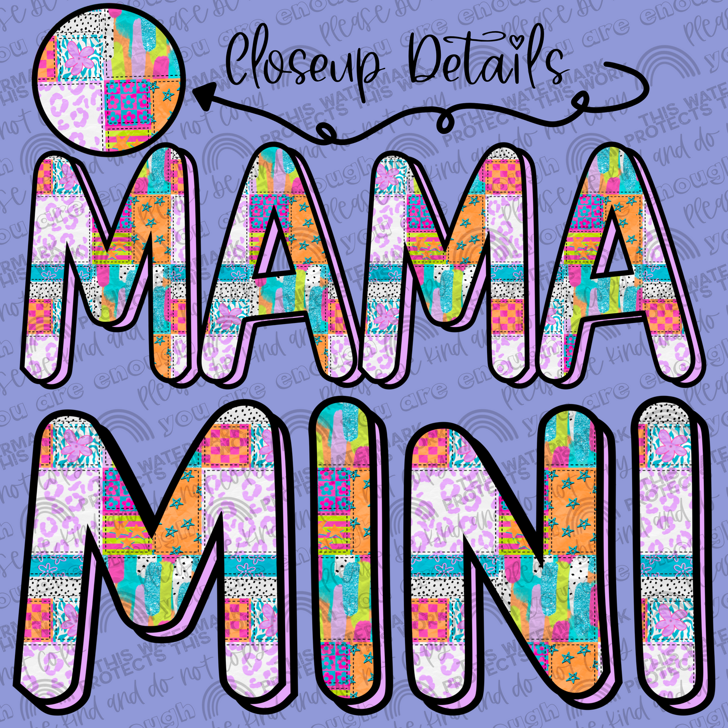 Neon Quilted Mama and Mini Set- 2 PNG Files