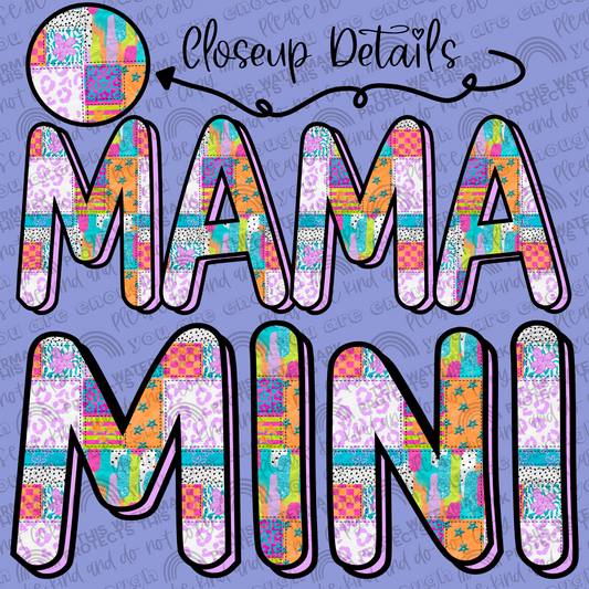 Neon Quilted Mama and Mini Set- 2 PNG Files